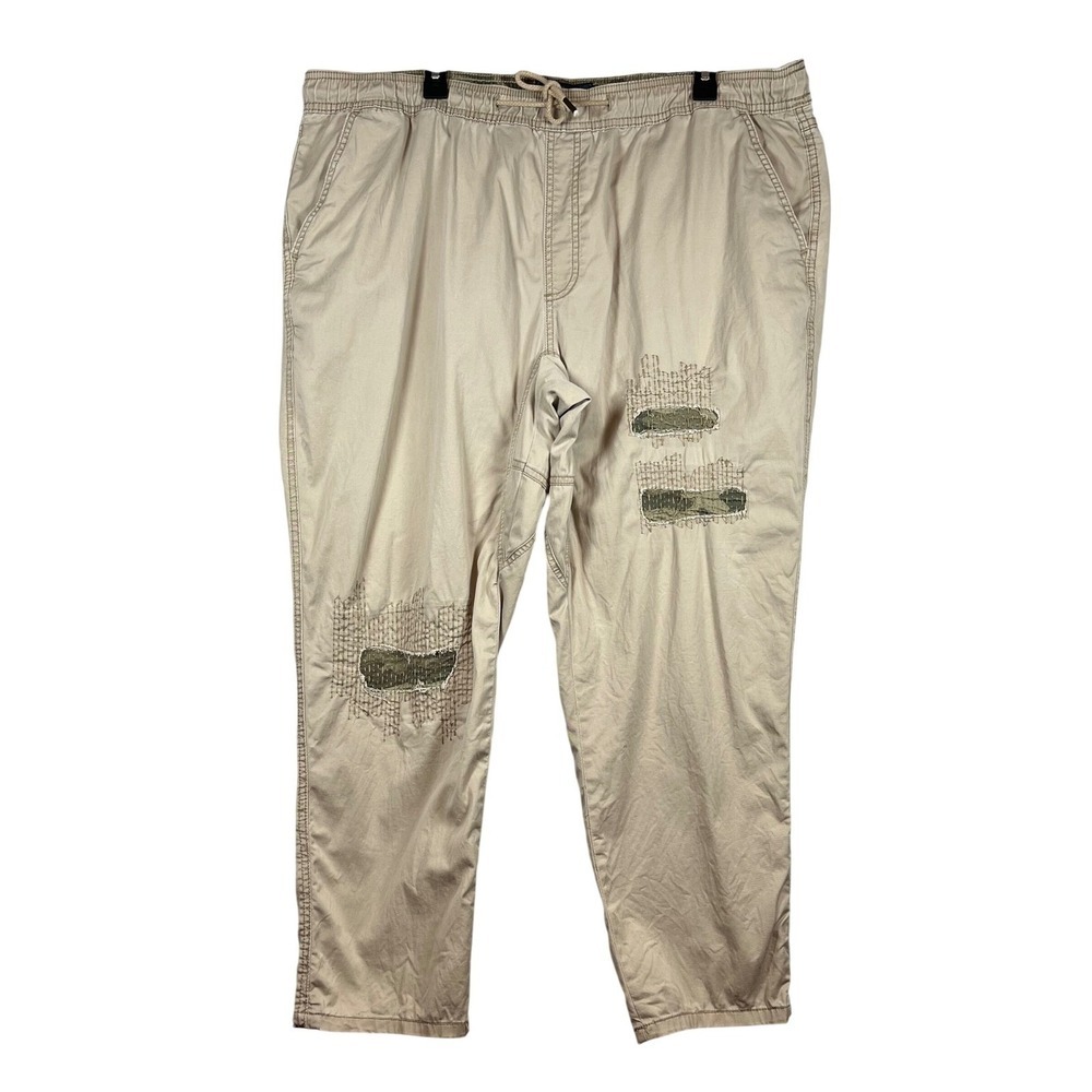 American Rag Drawstring Patchwork Khaki Straight Leg Pants, Size XXL